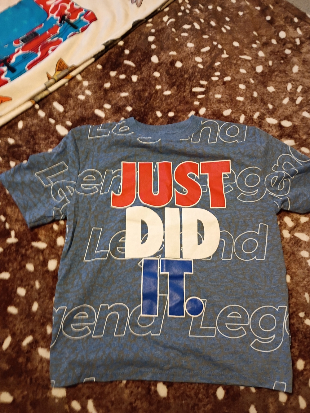 Kids Short Sleeve 'JUST DID IT.' Graphic Tee - Blue